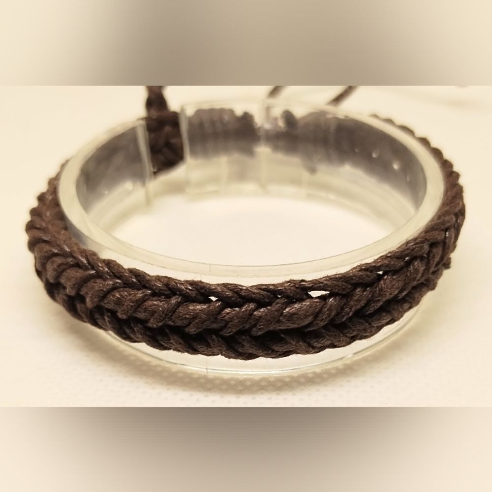 Men's leather bracelet braided brown‎ new e68